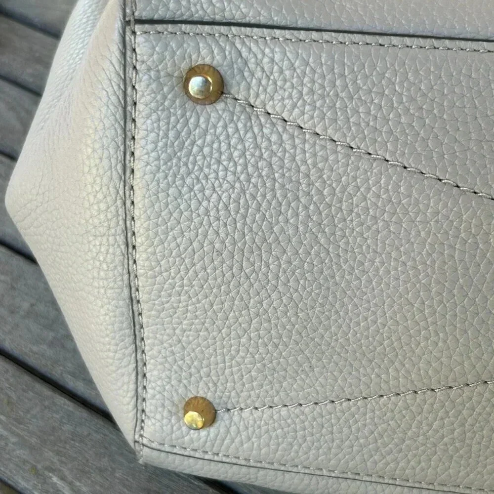 Marc Jacobs Pebbled Leather Tote in Light Gray with Gold Hardware